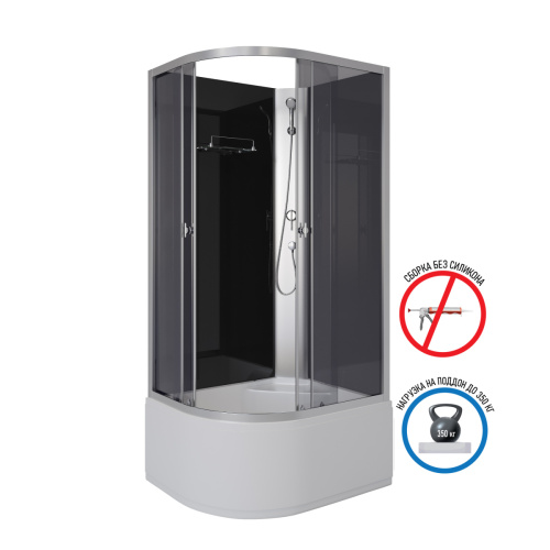 Душевая кабина Niagara Eco E90/80/40R/TN/BK 90х80 асимметричная без крыши ориентация правая